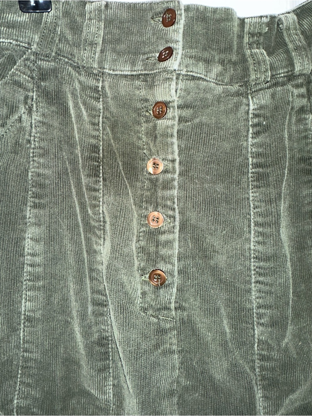 Vintage Together Olive Green Corduroy Button-Front Midi Skirt - Picture 4 of 6